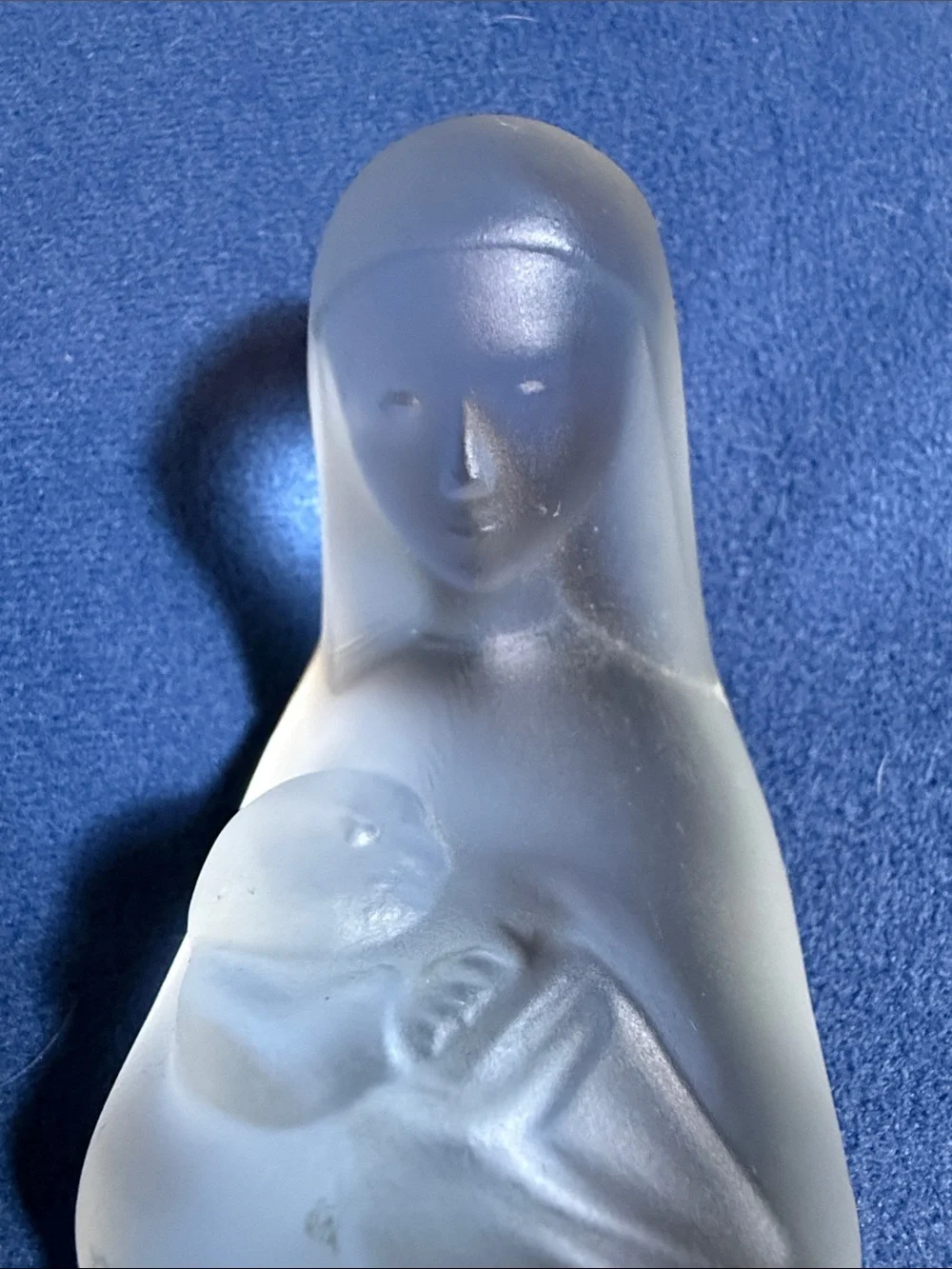Vintage Art Deco Madonna & Child Frosted Glass Sculpture Stef Uiterwaal 1928/29